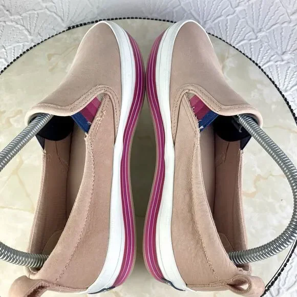 Sperry Shoes Womens 7 Pink Stripes Suede Crest Twin Gore Boat Platform Loafers - Picture 10 of 12